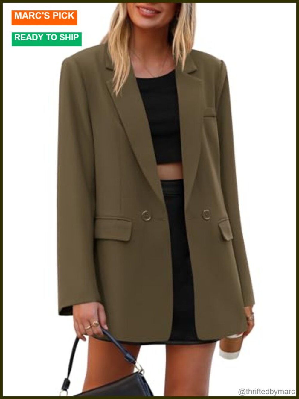 Oversized Women's Double Breasted Notch Lapel Blazer